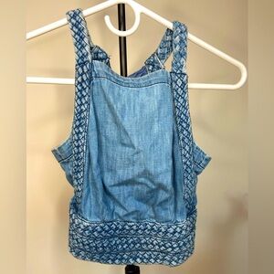 Cotton denim braided crop